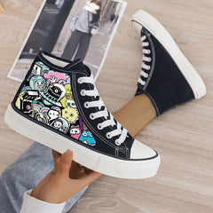 Cartoon Print Plush Lined Sneakers Fall Winter Warm