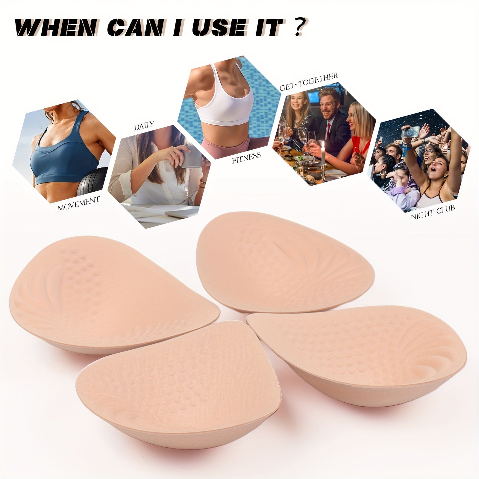 2 Pairs Soft Bra Insert Pads Women's Lingerie Accessories