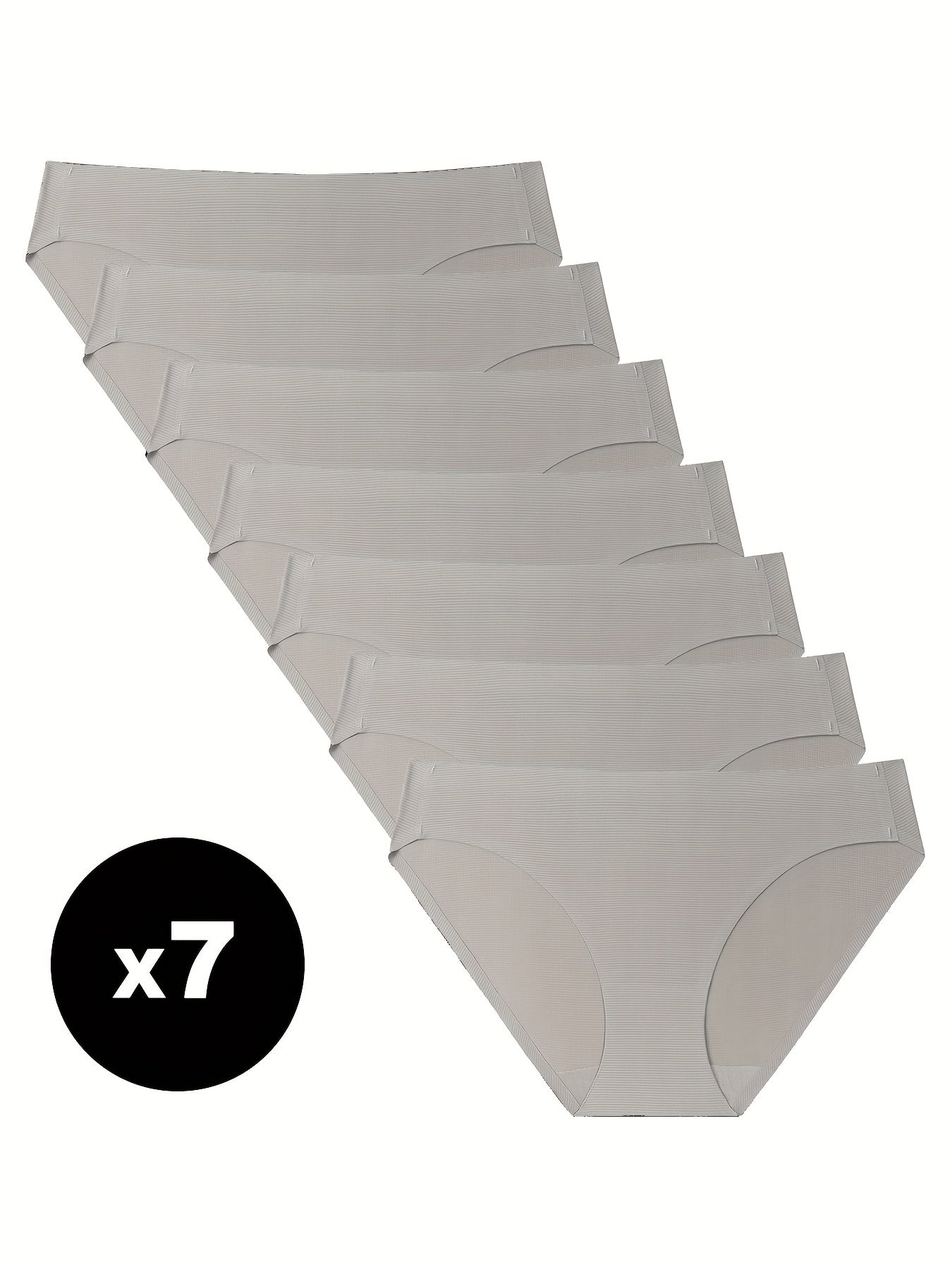 7pcs Seamless Solid Bikini Panties Stretchy Intimates Women's Lingerie