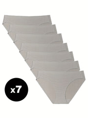 7pcs Seamless Solid Bikini Panties Stretchy Intimates Women's Lingerie
