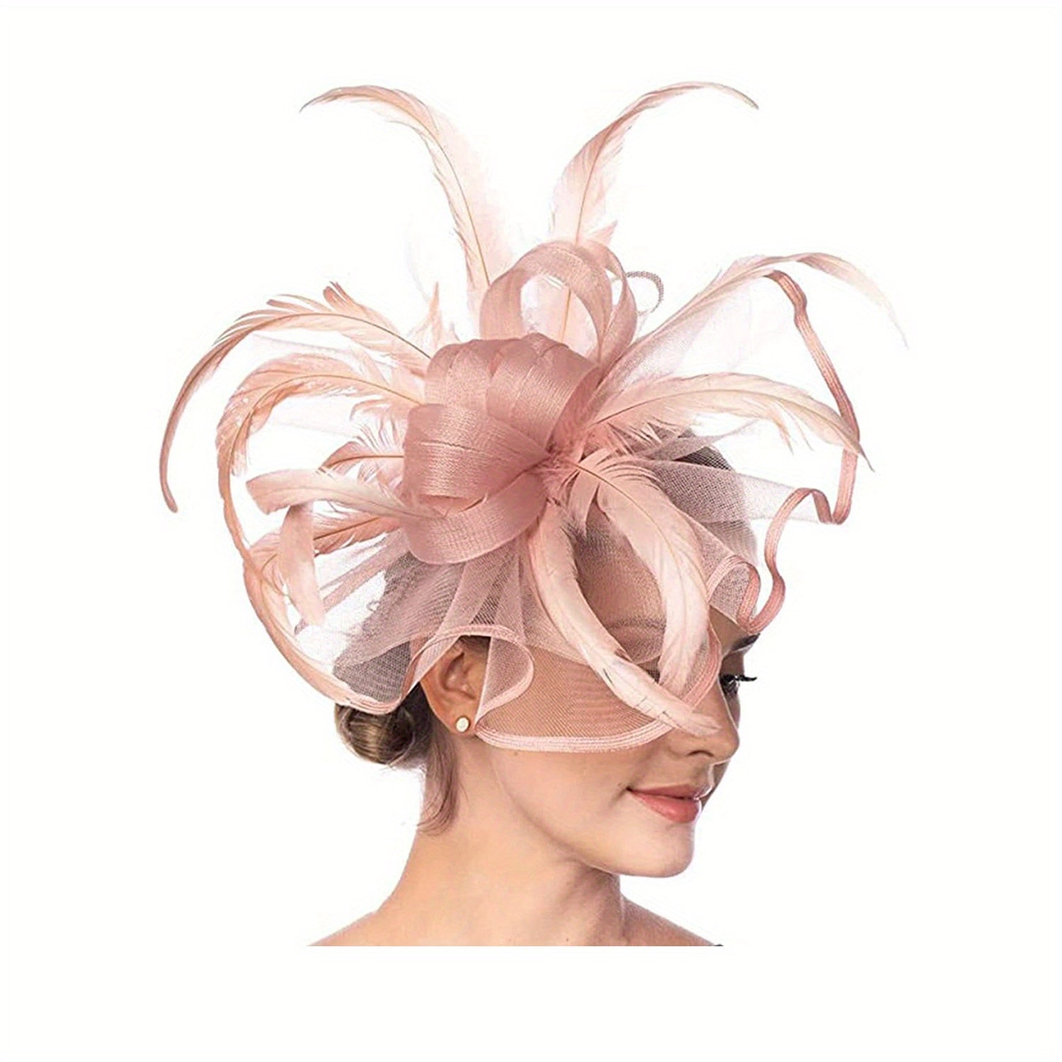 Faux Feather Mesh Hair Clip Fascinator Tea Party Horse Race Accessory