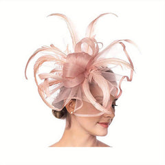 Faux Feather Mesh Hair Clip Fascinator Tea Party Horse Race Accessory