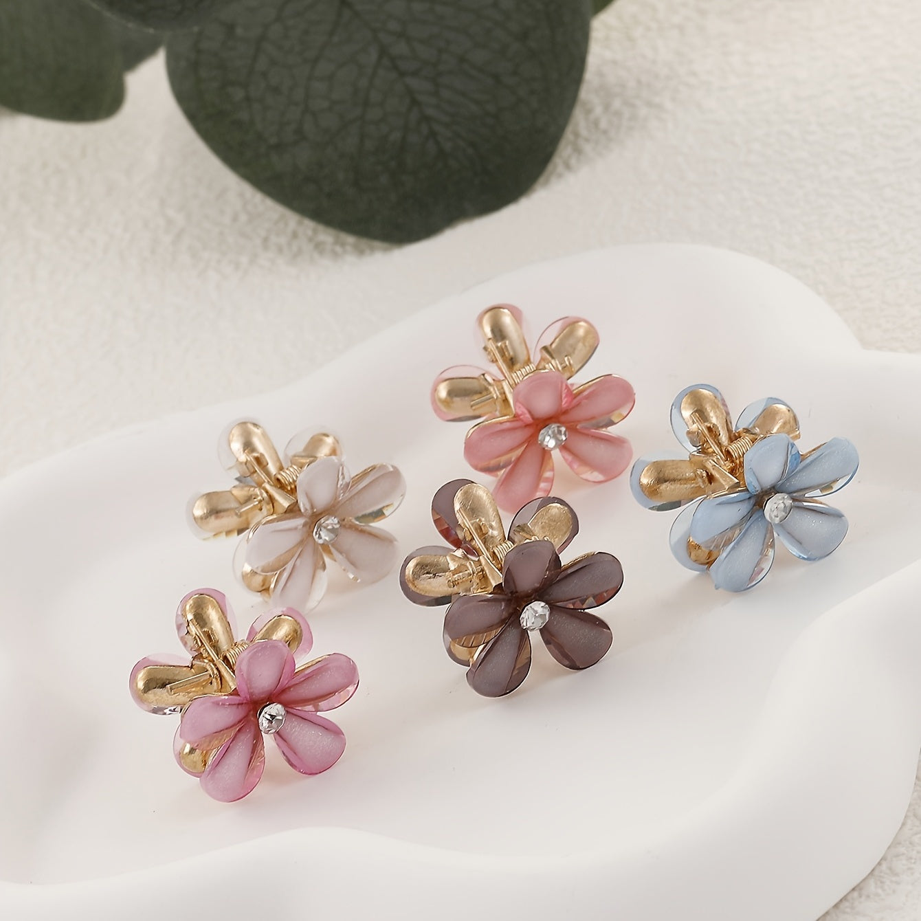 5pcs Camellia Hair Clip Flowers Claw Clip Accessories for Girls