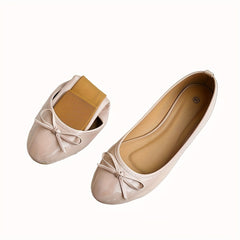 Women's Bow Ballet Flats Almond Toe Slip On Patent Leather Shoes