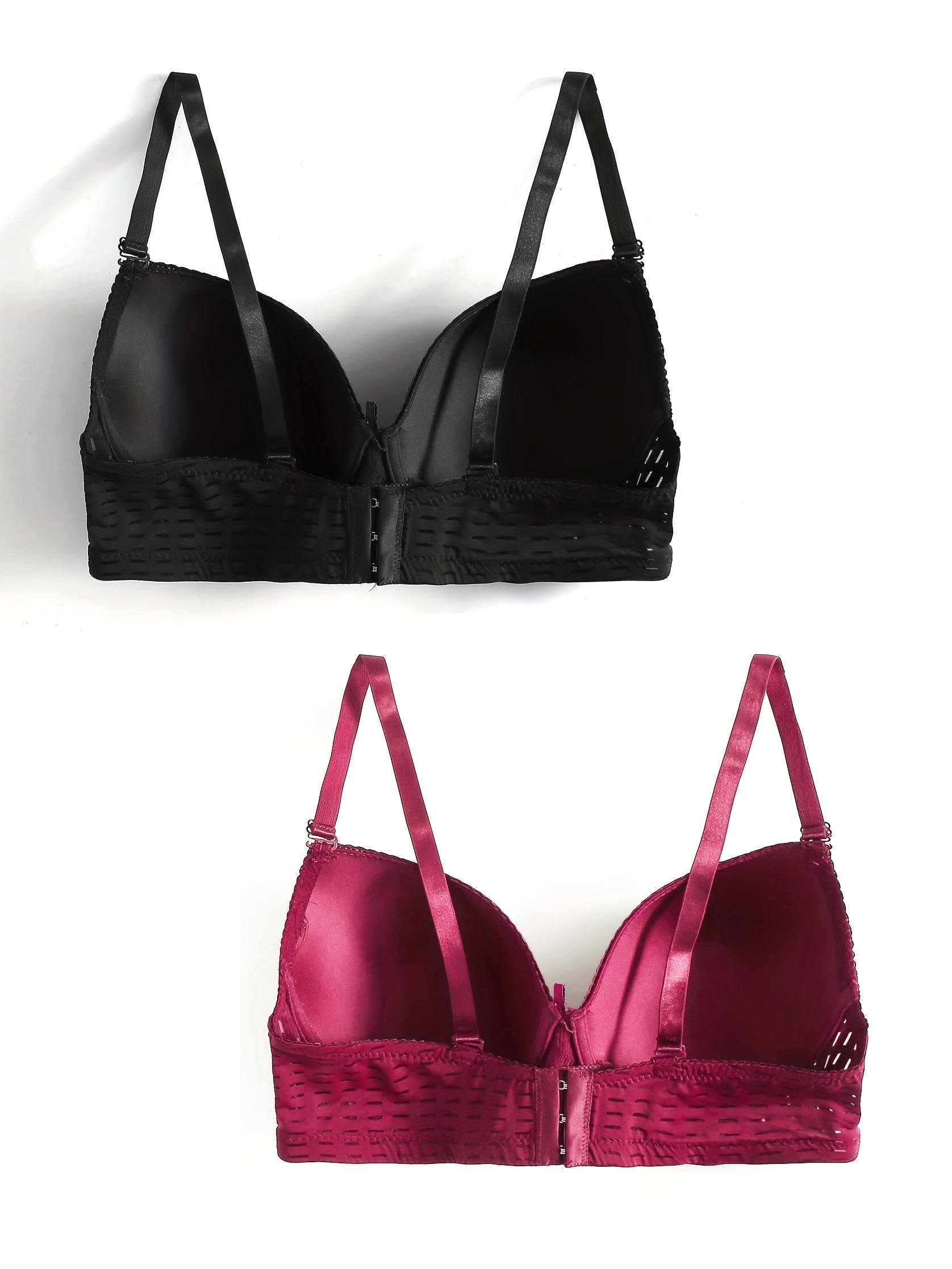 2 Pack Plus Size Bra Set Women's Plus Molded Cup Underwire Bow Bra