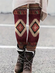 Geometric Pattern Skinny Leggings High Waist Stretchy Leggings