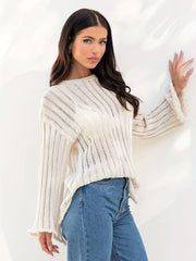 Solid Long Sleeve Round Neck Sweater