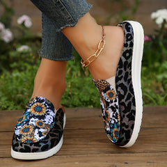Women's Print Mules Sneakers Slip On Low Top Loafers