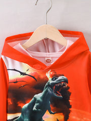 Dino 3D Print Boys Hooded Sweatshirt for Spring Fall