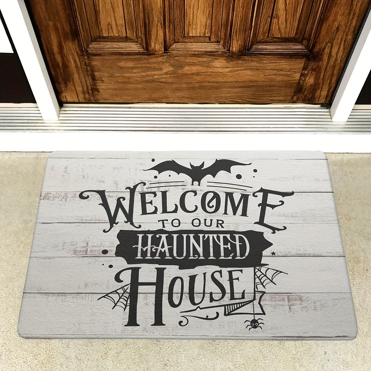 Haunted House Door Mat Spooky Halloween Theme Non Slip Welcome Mat