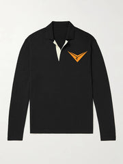 Geometric Pattern Knit Polo Sweater Men's Casual Lapel V Neck Pullover