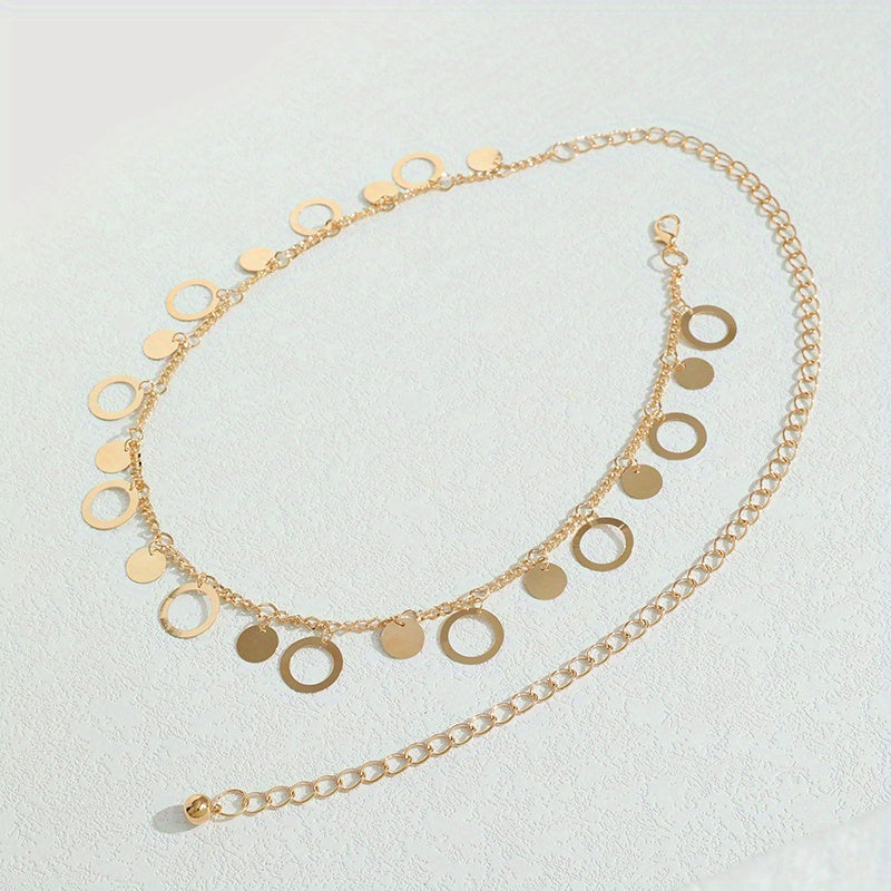 Geometric Hollow Waistband Tassel Waist Chain