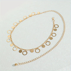 Geometric Hollow Waistband Tassel Waist Chain