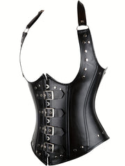 Gothic Halter Shaping Tops Tummy Control Lace Up Slimmer Top