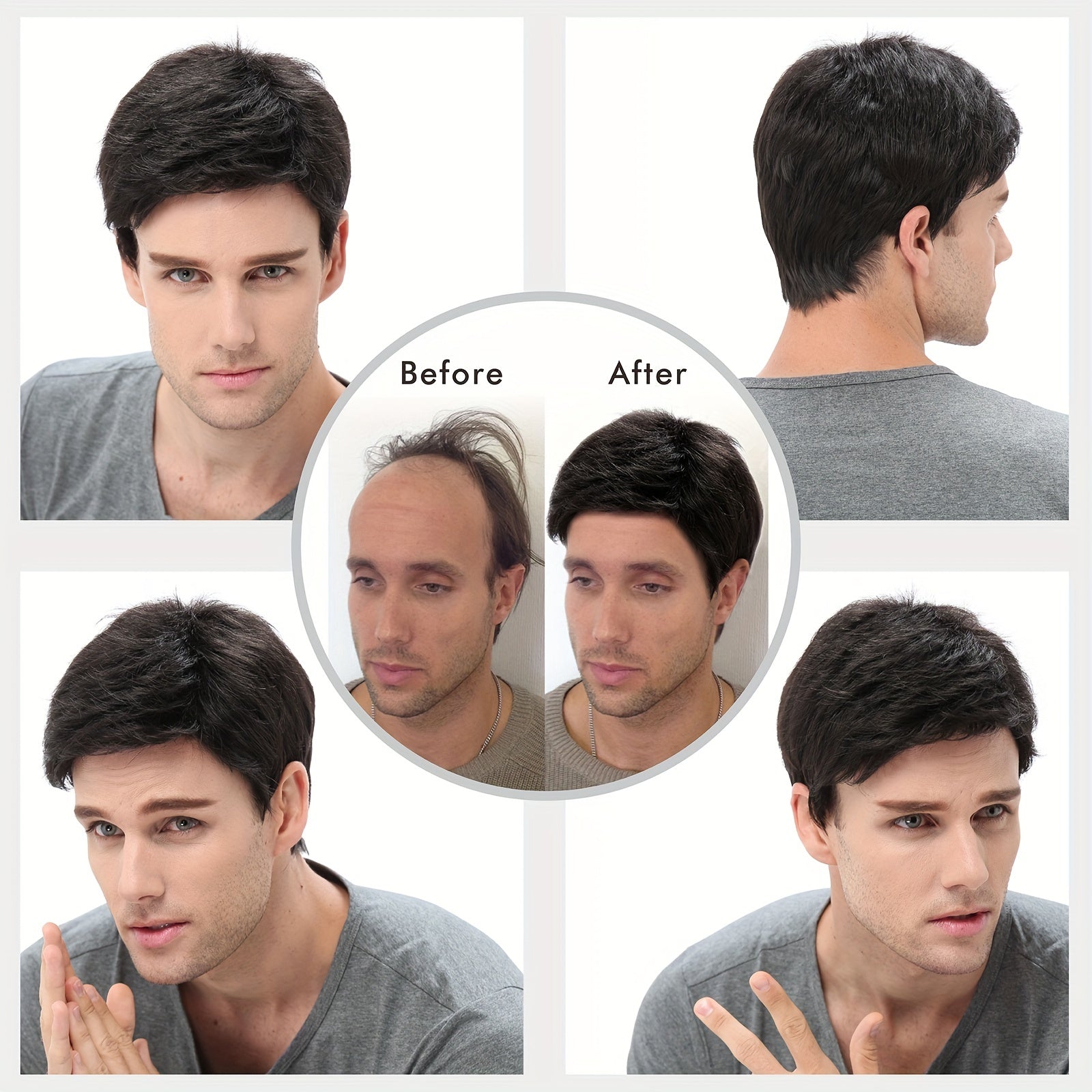Men's Short Wig Straight Synthetic Wigs Layered Wavy Halloween Cosplay