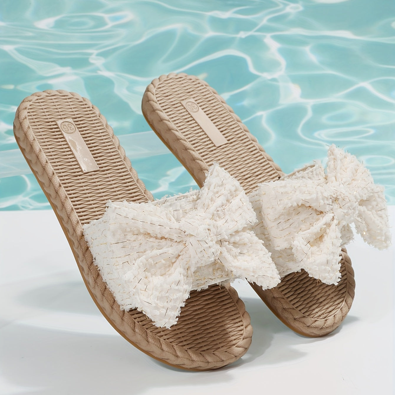 Bowknot Flat Sandals Slip On Open Toe Outdoor Slides Shoes