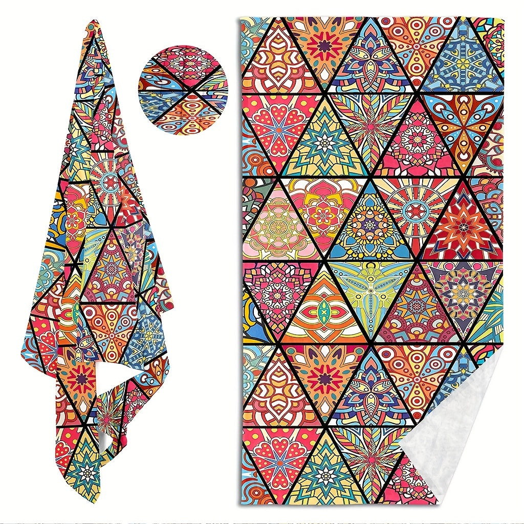 Boho Pattern Beach Towel Quick Dry Soft Absorbent Sandproof Lightweight Blanket