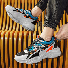 Men's Orange Breathable Lace Up Sneakers
