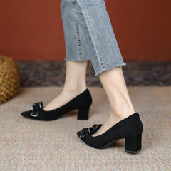 Women's Bowknot Pointed Toe High Heels Slip On Dress Pumps