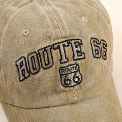 Vintage Letter Embroidery Baseball Cap Khaki Washed Distressed Dad Hat