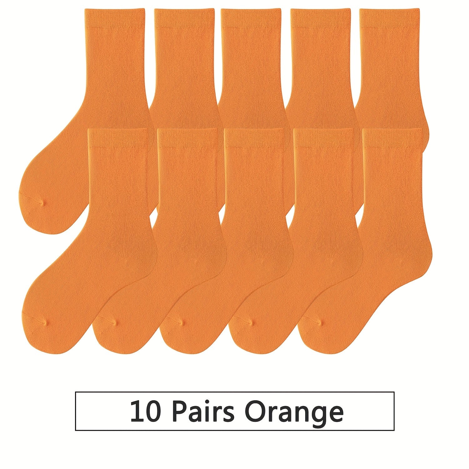 10 Pairs Mid Tube Women's Solid Socks Comfy & Breathable Stockings