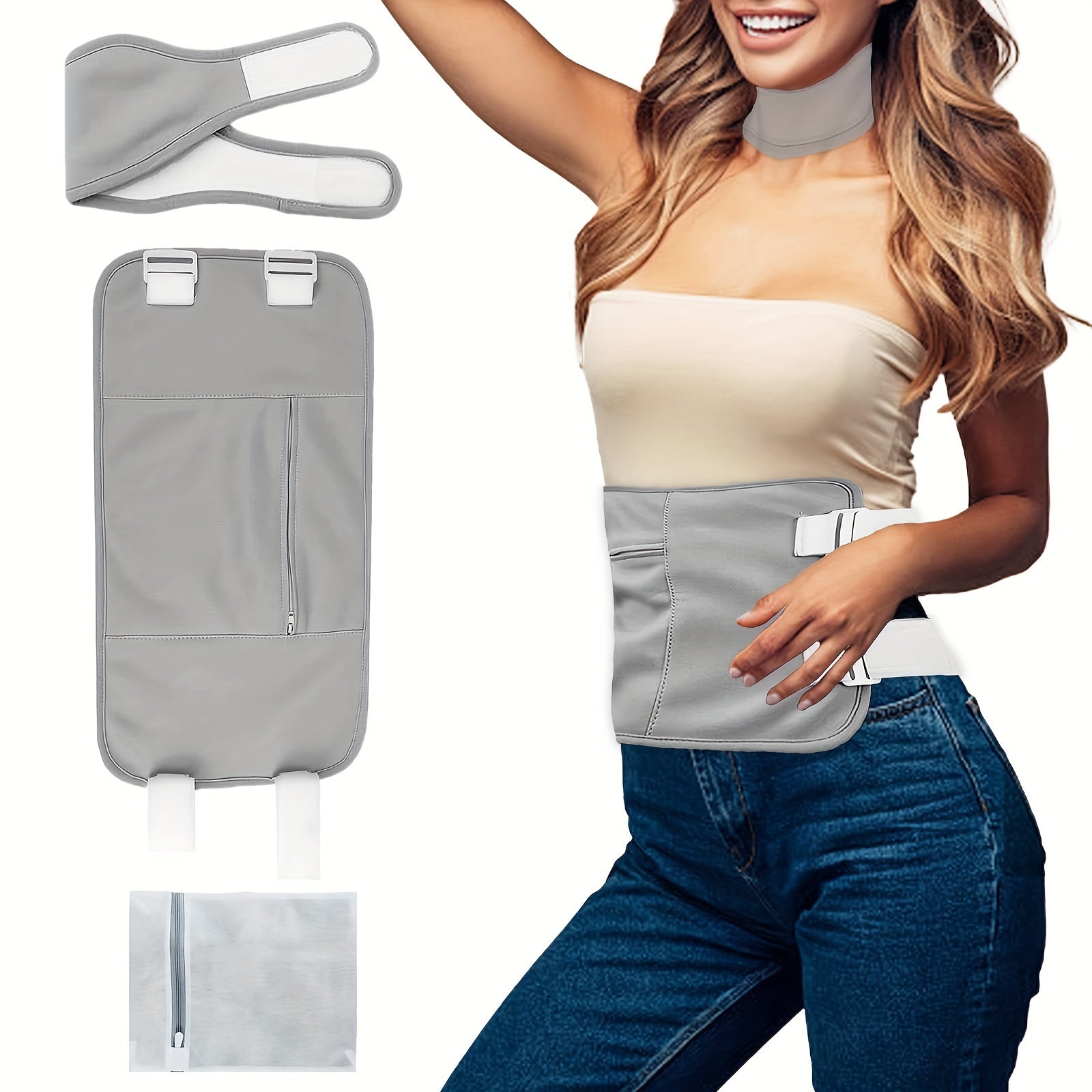 3pcs Reusable Caster Wrap Bag Kit Pink Khaki Grey