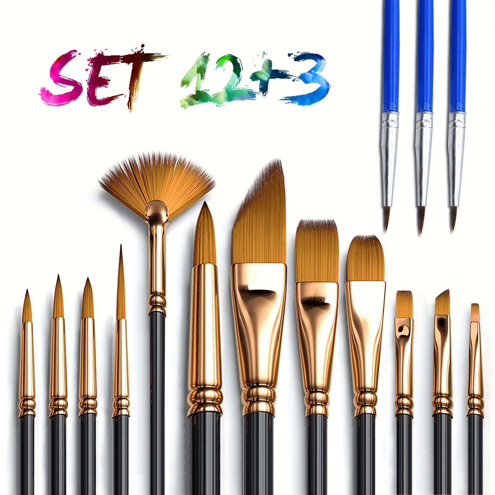 15 Pack Paint Brushes for Acrylic Canvas Watercolor - Art Supplies Set