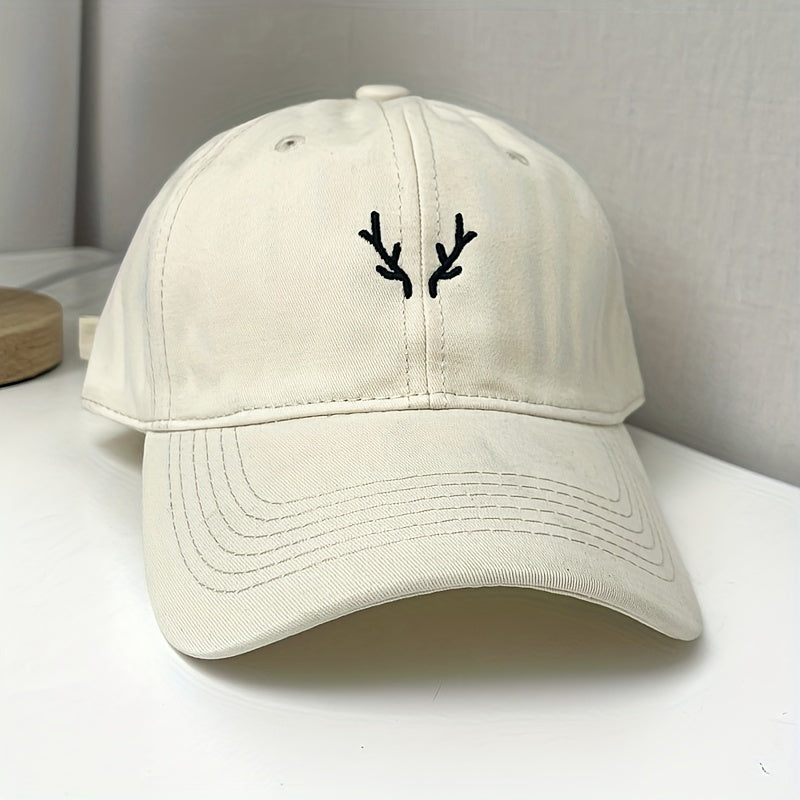 Embroidered Antlers Light Men's Baseball Cap