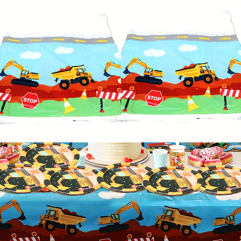 Construction Theme Birthday Party Tablecloth Waterproof