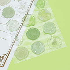 DIY Green Flower Branch Leaf Fire Paint Seal Stickers 18pcs