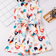 Toddler Girls Chicken Graphic Rompers for Beach Vacation