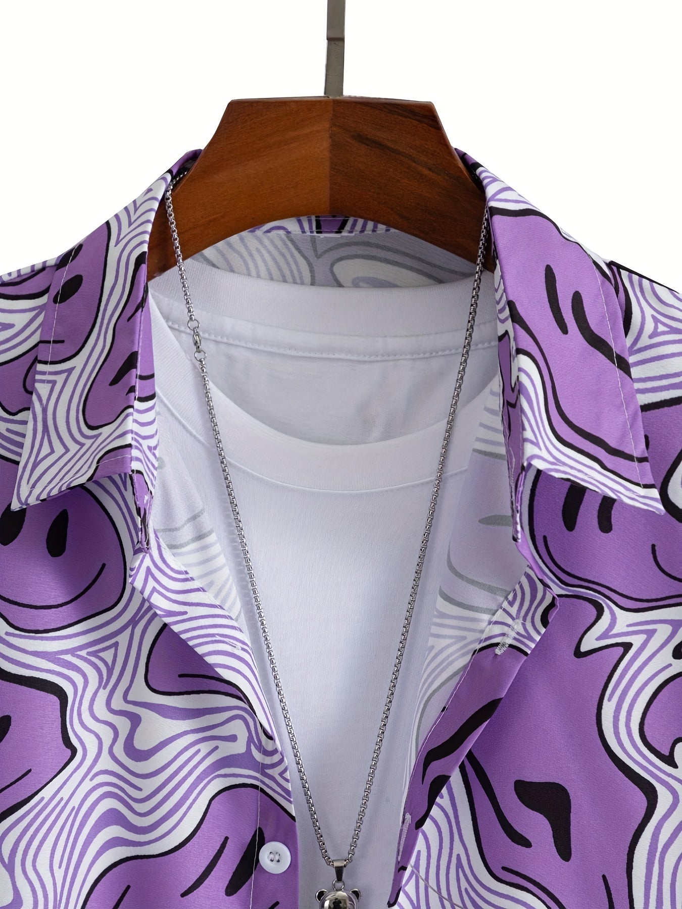 Grimace Print Casual Short Sleeve Shirt for Men