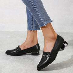 Chain Decor Chunky Heeled Pumps for Women