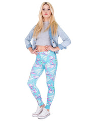 Flower Print Long Leggings High Waist Casual Stretchy All Seasons