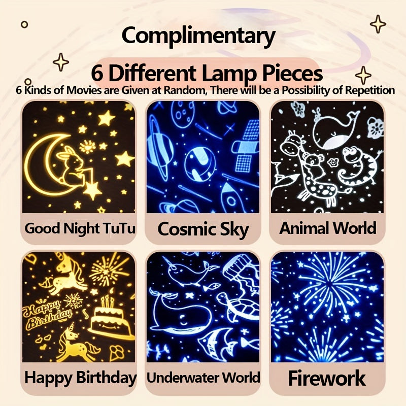 Star Projector Night Light for Kids with 6 Films USB Rechargeable
