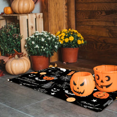 Halloween Pumpkin & Bat Print Kitchen Rug Carpet Toilet Rugs