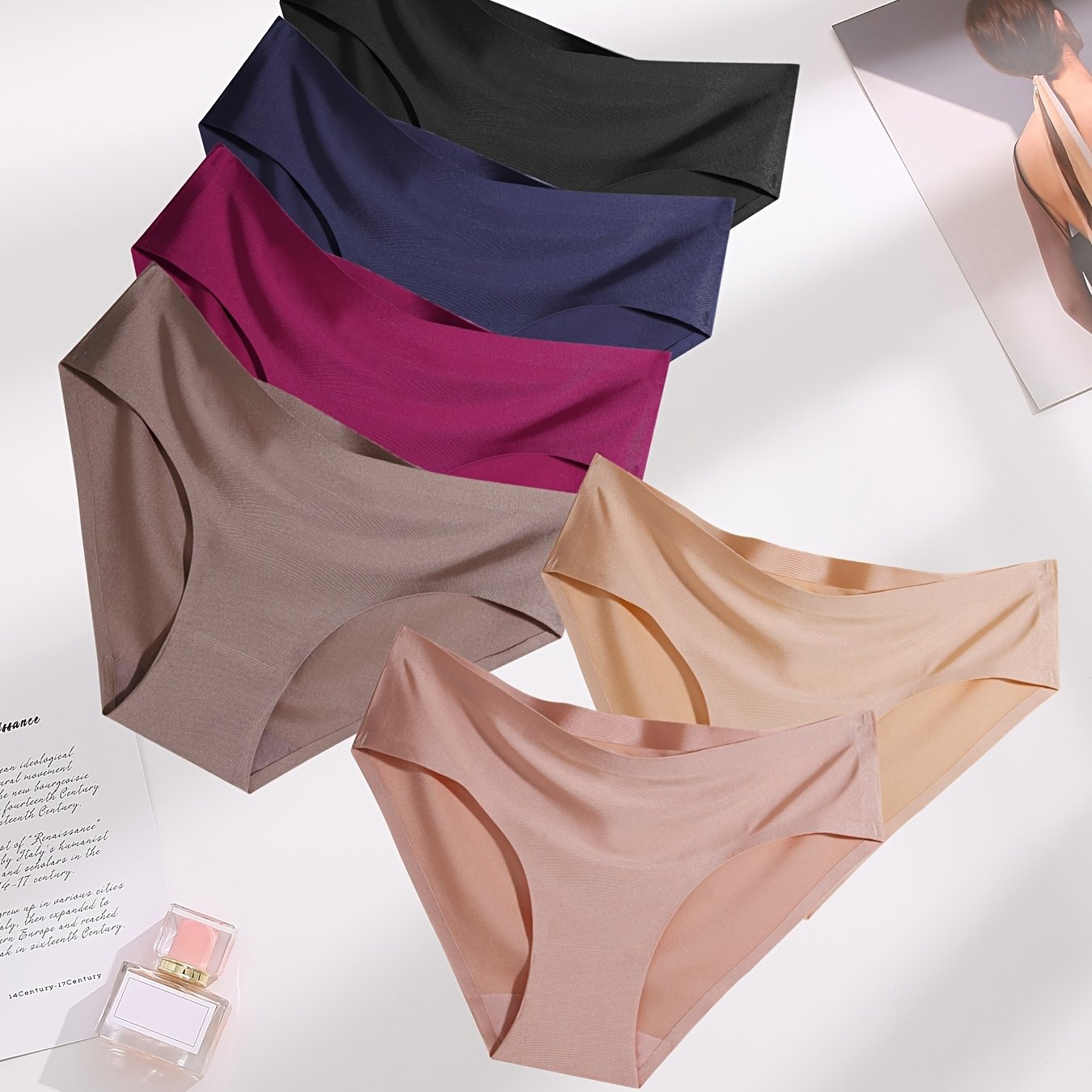 6pcs Seamless Solid Bikini Panties Women's Lingerie