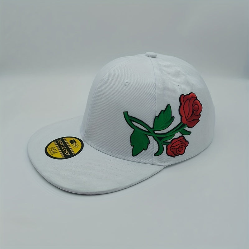 Rose Flower Embroidered Baseball Cap Men Women