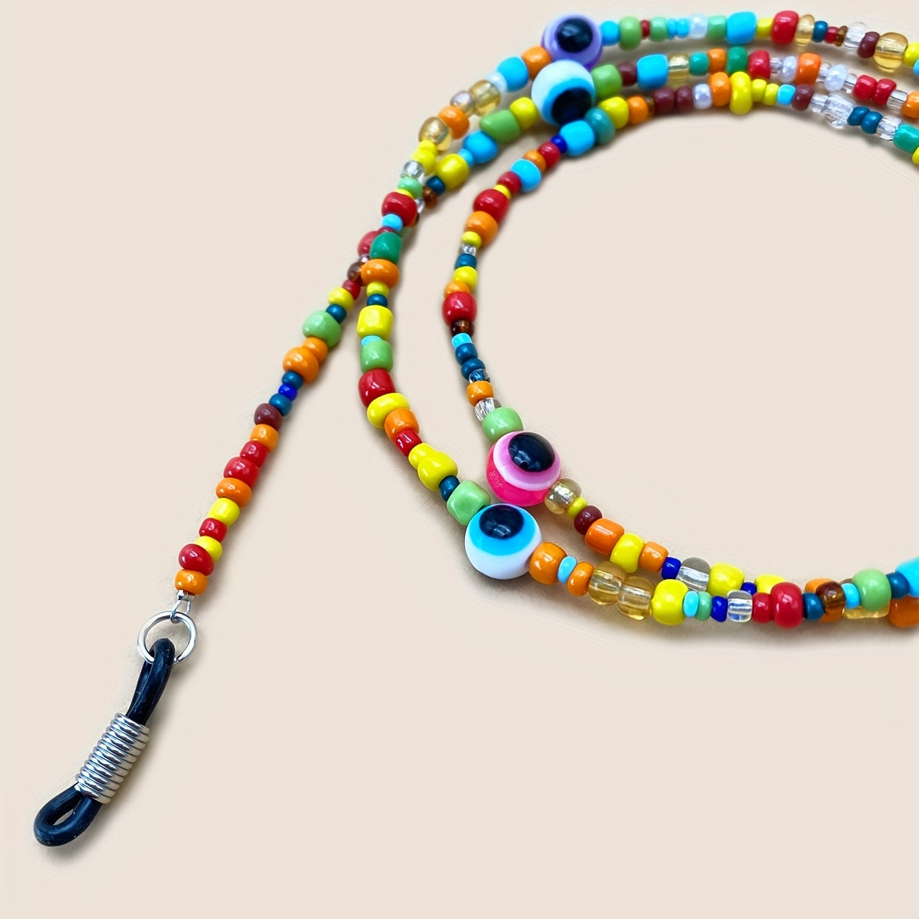 Colorful Rice Beads Glasses Chain - Vibrant Eye Pattern