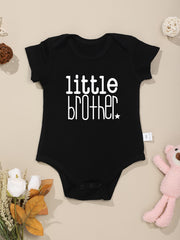 Baby Boys Little Brother Print Romper Soft Bodysuit for Summer