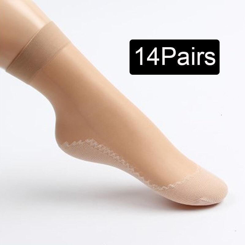 14 Pairs Lace Mesh Socks Non Slip Women's Stockings