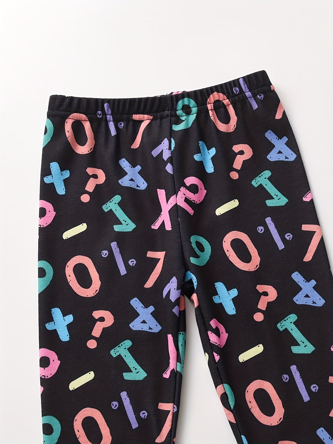 Boys 2pcs Math Number Print Top & Pants Pajamas Set