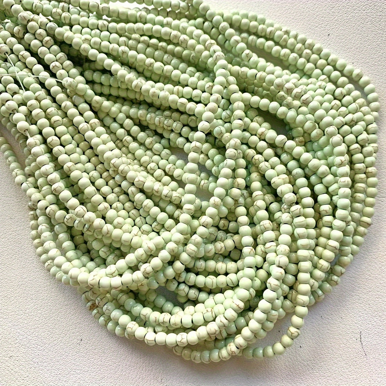 92pcs 4MM Turquoise Beads DIY Round Stone Beads Small Beads For Jewelry Making