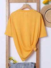 Letter Print Sports Tee Short Sleeve Crew Neck Summer T shirts Women's Tops