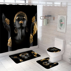 Golden Women's Jewelry Shower Curtain Set - 4pcs