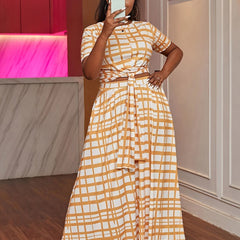 Plaid Print Knot Front 2pcs Set