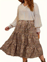 Boho Skirt Women's Plus Allover Ditsy Print Midi Smock Skirt