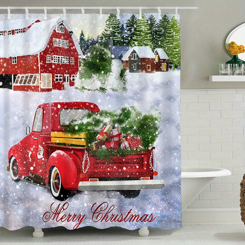 1p Waterproof Christmas Style Shower Curtain - Bathroom Decor and Privacy