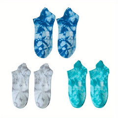 3 Pairs Tie Dye Short Socks Novelty & Funny Low Cut Sports Socks