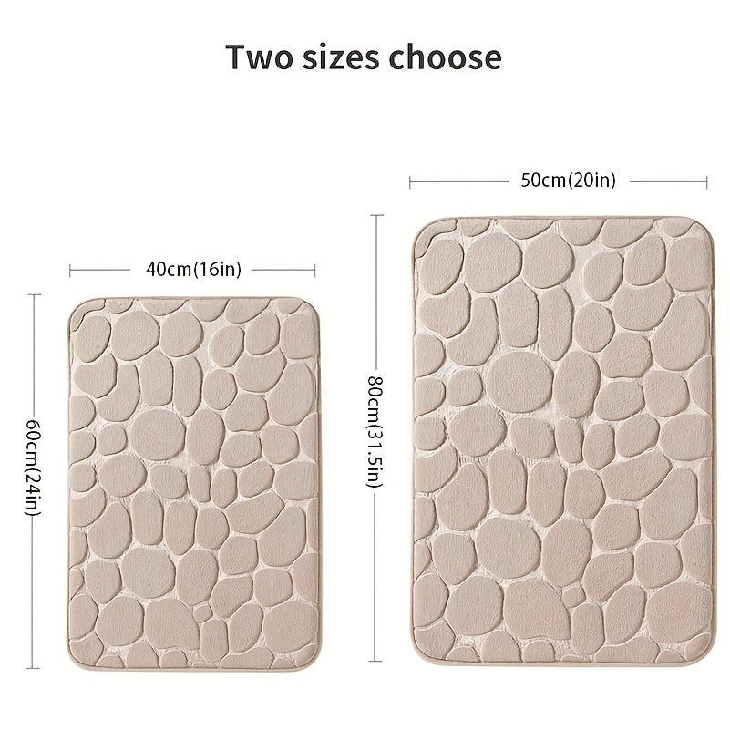 Memory Foam Bath Rug Cobblestone Embossed Bathroom Mat